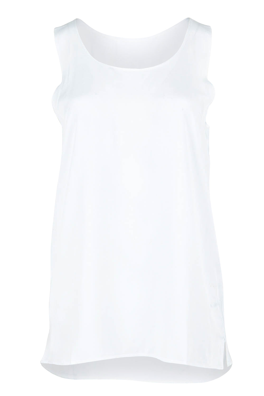 Product shot of The Keepers Essential Woven Tank in colour White (White), from the front