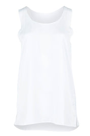 Product shot of The Keepers Essential Woven Tank in colour White (White), from the front