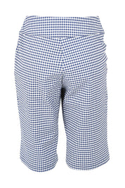 Product shot of The Keepers Check Cotton Short in colour Navywhite (Blue), from the back