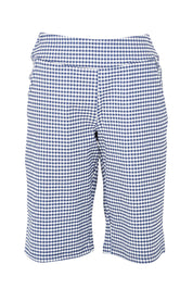 Product shot of The Keepers Check Cotton Short in colour Navywhite (Blue), from the front