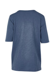 Product shot of The Cotton Slub Tunic in colour Denim (Blue), from the back