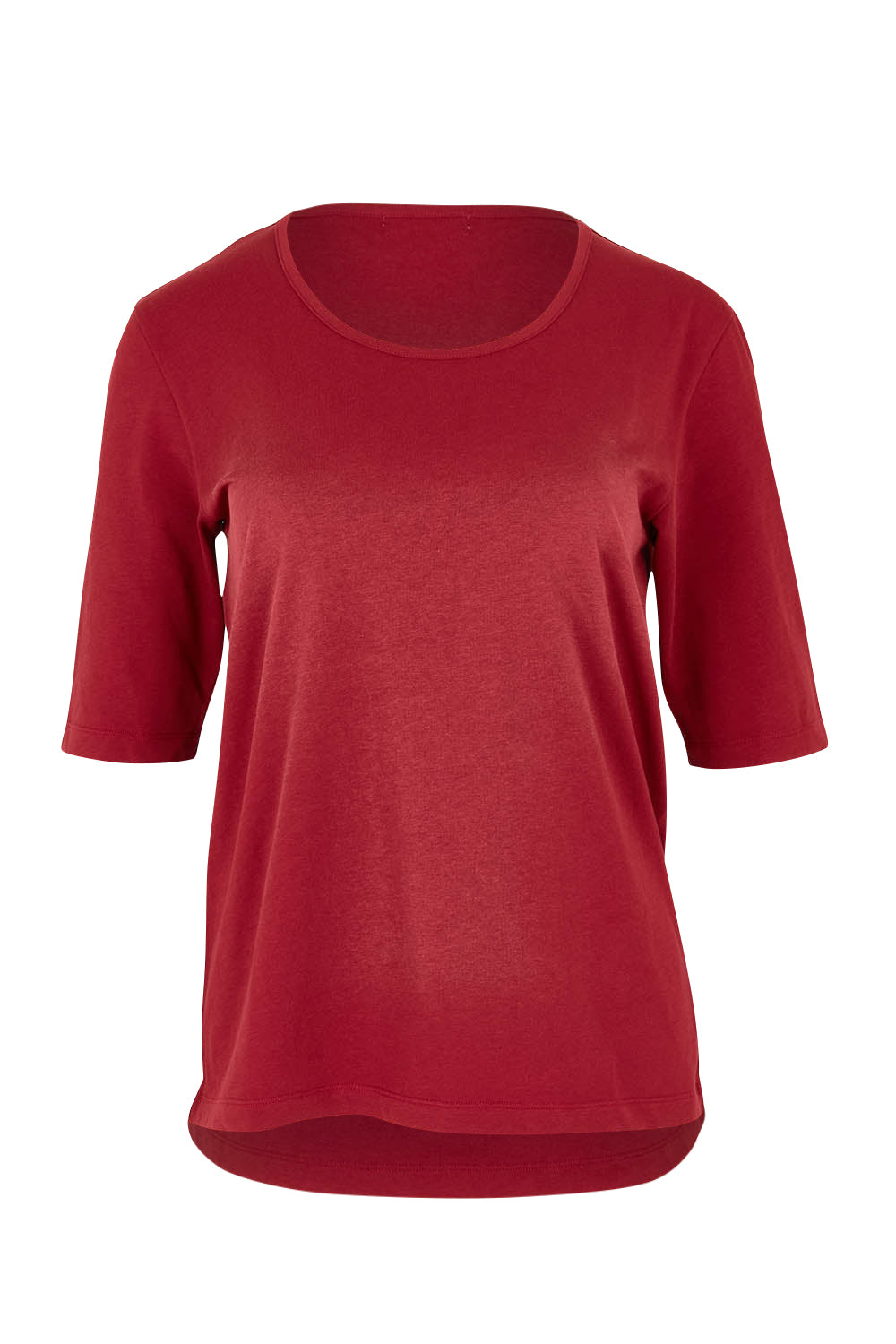 Product shot of The Luxe Pima Cotton Tee in colour Deeprose (Pink), from the front