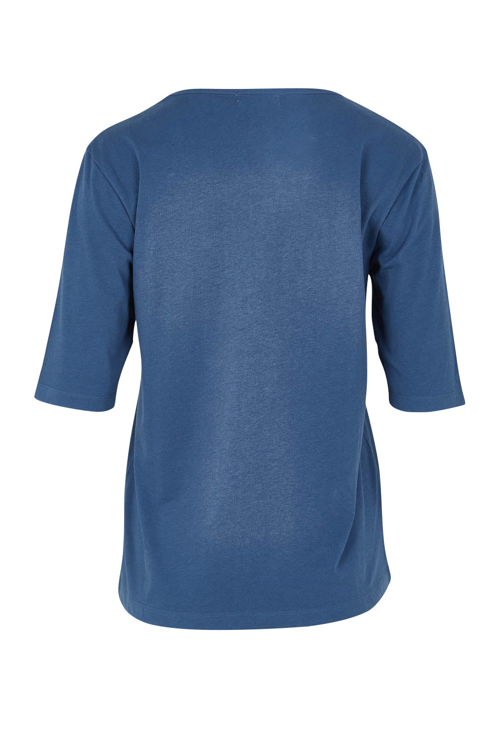Product shot of The Luxe Pima Cotton Tee in colour Opal (Blue), from the back