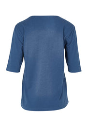 Product shot of The Luxe Pima Cotton Tee in colour Opal (Blue), from the back