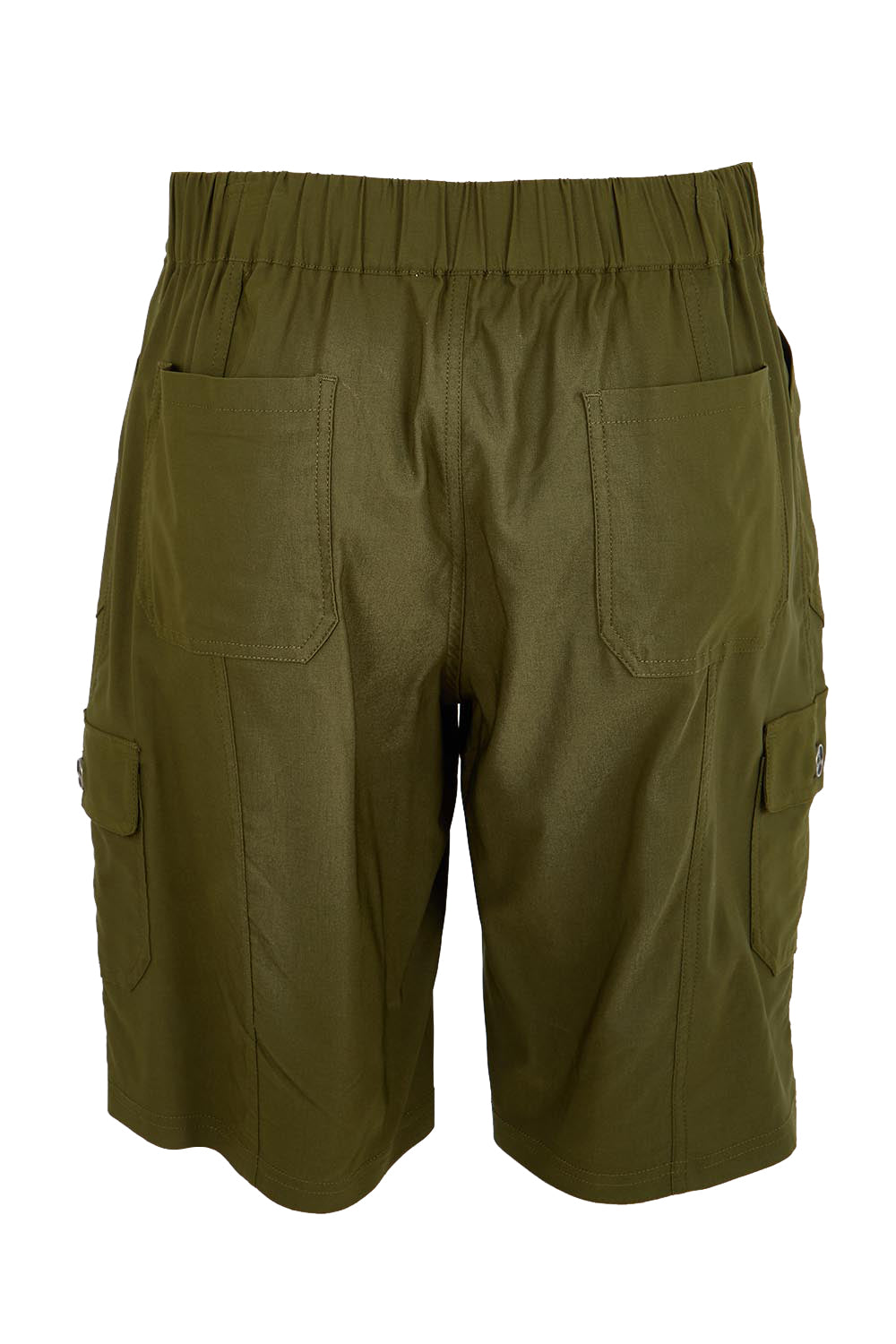 Product shot of the The Utility Shorts  - Olive in colour Olive, from the back