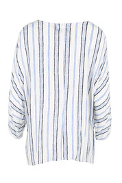 Product shot of the The Woven Easy Wear Tee – Bluewhite in colour Bluewhite, from the back
