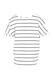 Product shot of The Striped V Neck Tee in colour Whiteblack (White), from the back