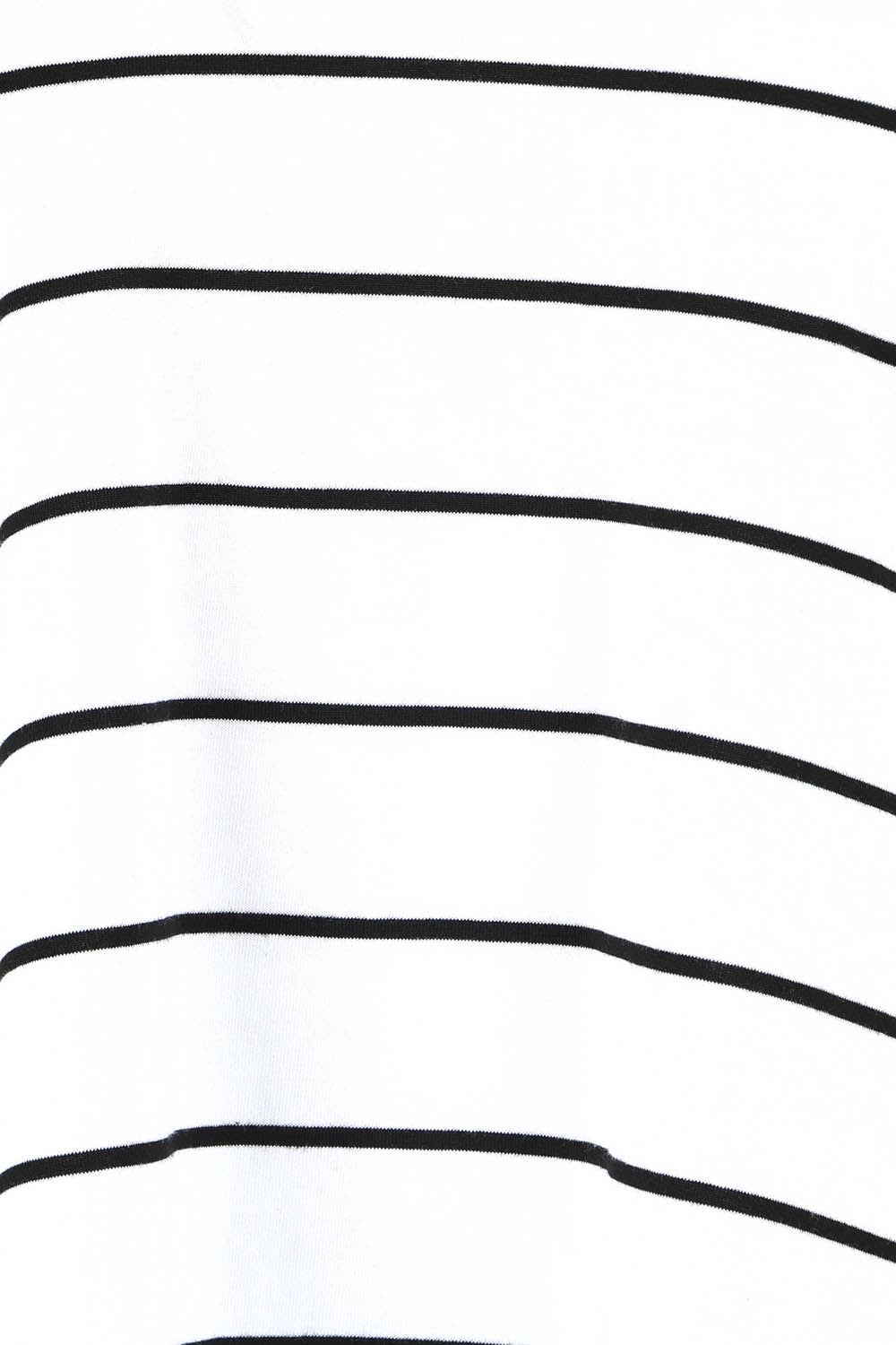 Product shot of The Striped V Neck Tee in colour Whiteblack (White), detail