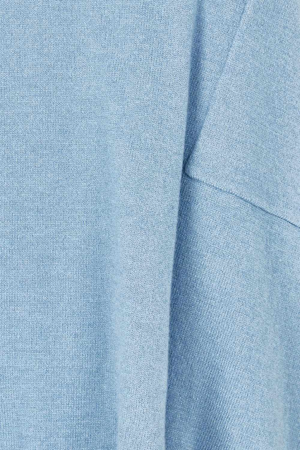 Product shot of The Modal Blend Crew Neck Jumper in colour Denim (Blue), detail