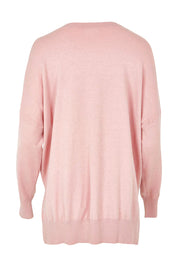 Product shot of The Modal Blend Crew Neck Jumper in colour Rosepink (Pink), from the back