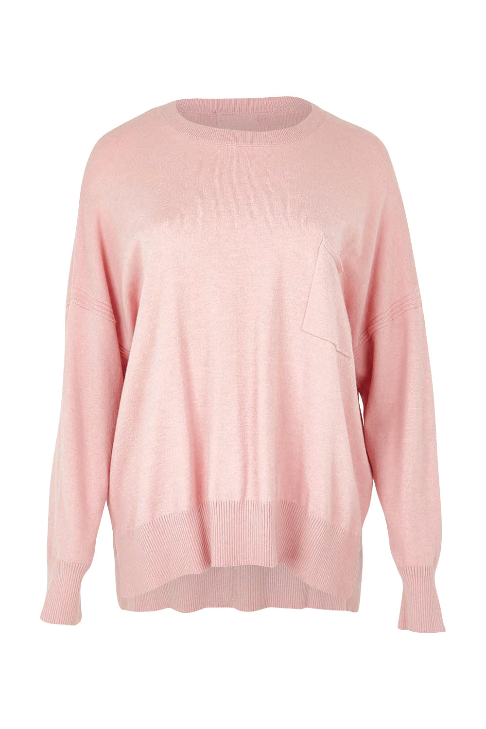 Product shot of The Modal Blend Crew Neck Jumper in colour Rosepink (Pink), from the front