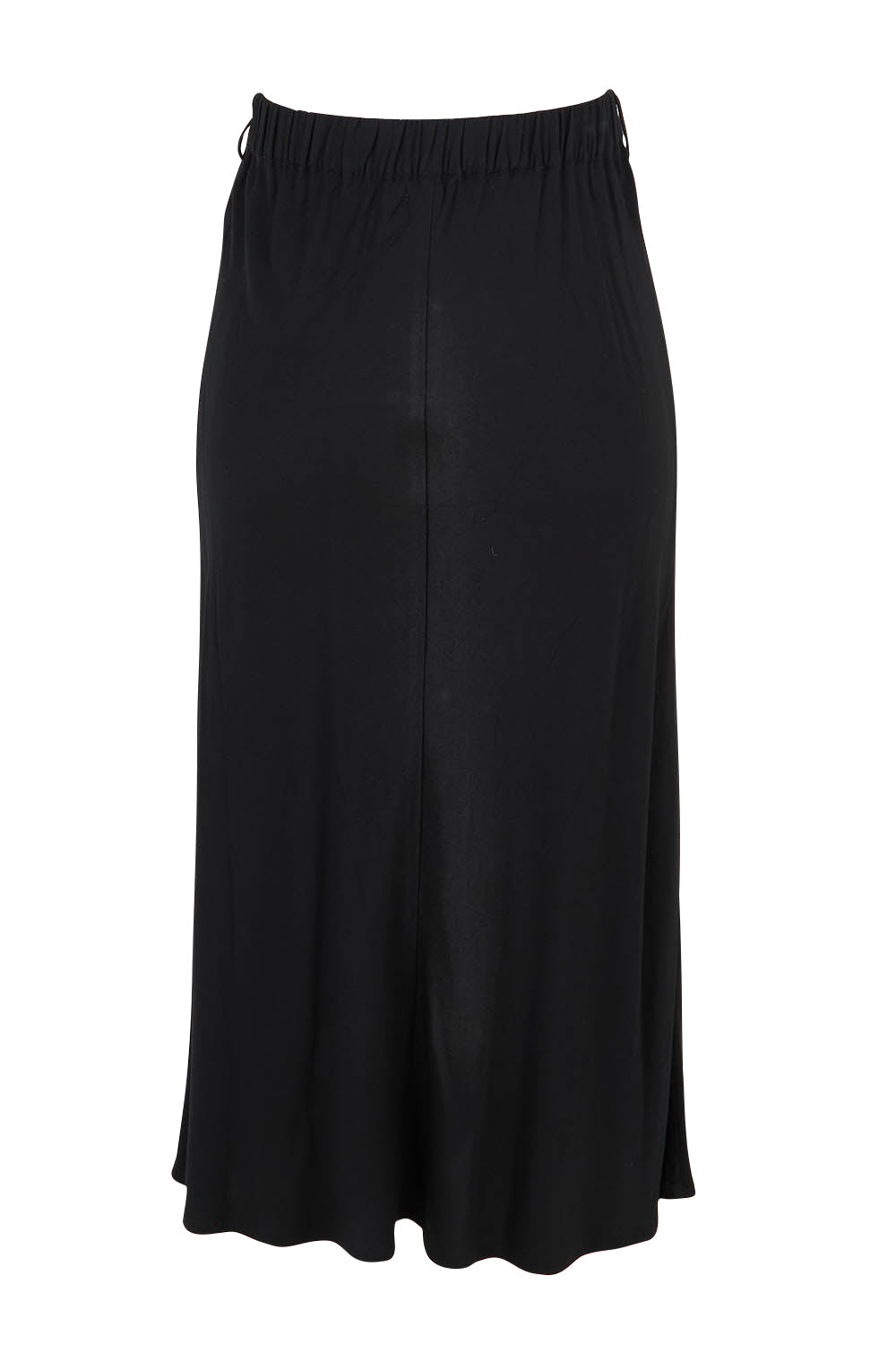 Product shot of The Pull On Bias Skirt in colour Black (Black), from the front