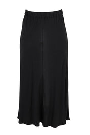 Product shot of The Pull On Bias Skirt in colour Black (Black), from the front
