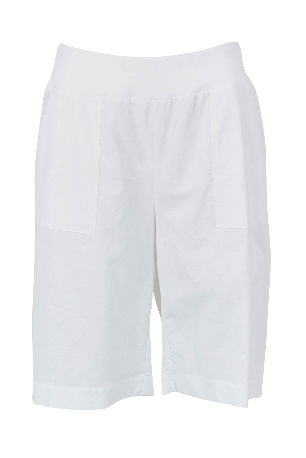 Product shot of The Rib Waistband Short in colour White (White), from the front