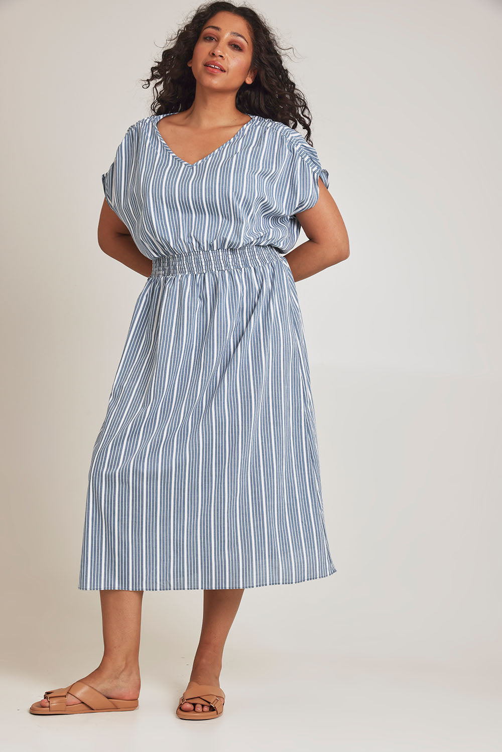 Preloved The Cotton Shirred Waist Dress - Denimblue