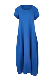 Product shot of The Double Cotton Maxi Dress in colour Skyblue (Blue), from the front