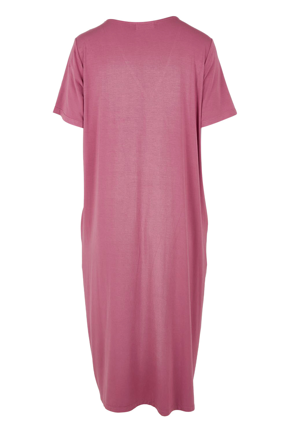 Product shot of the The Pack & Go Luxe Bamboo Button Up Dress with Pockets - Smokeyrose in colour Smokeyrose, from the back
