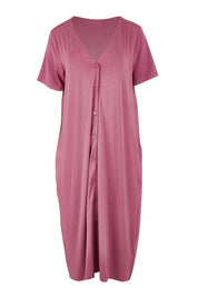 Preloved The Pack & Go Luxe Bamboo Button Up Dress with Pockets - Smokeyrose