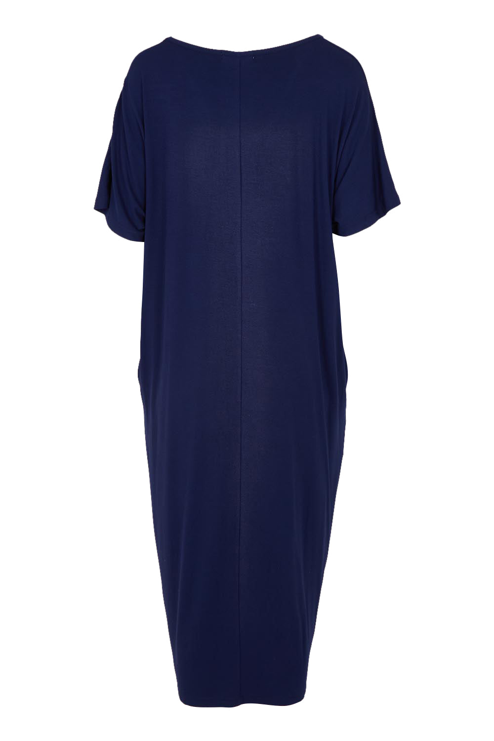 Product shot of The Pack & Go Luxe Bamboo Pull On Dress with Pockets in colour Frenchnavy (Blue), from the back