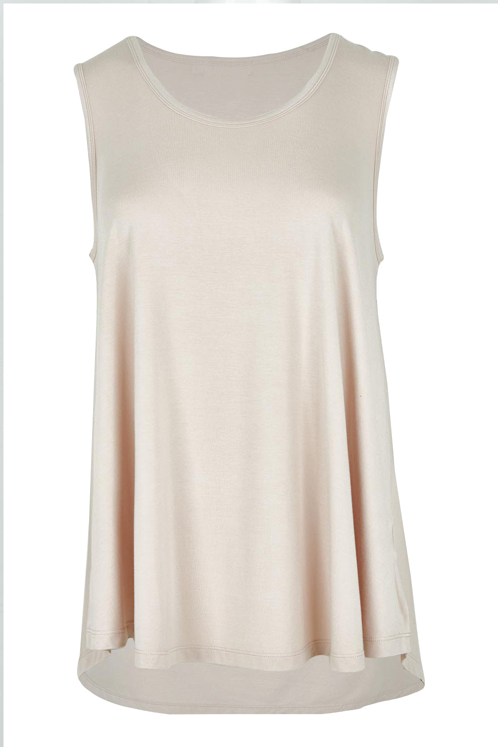 Product shot of The Pack &amp; Go Luxe Bamboo Swing Tank in colour Nougat, from the front