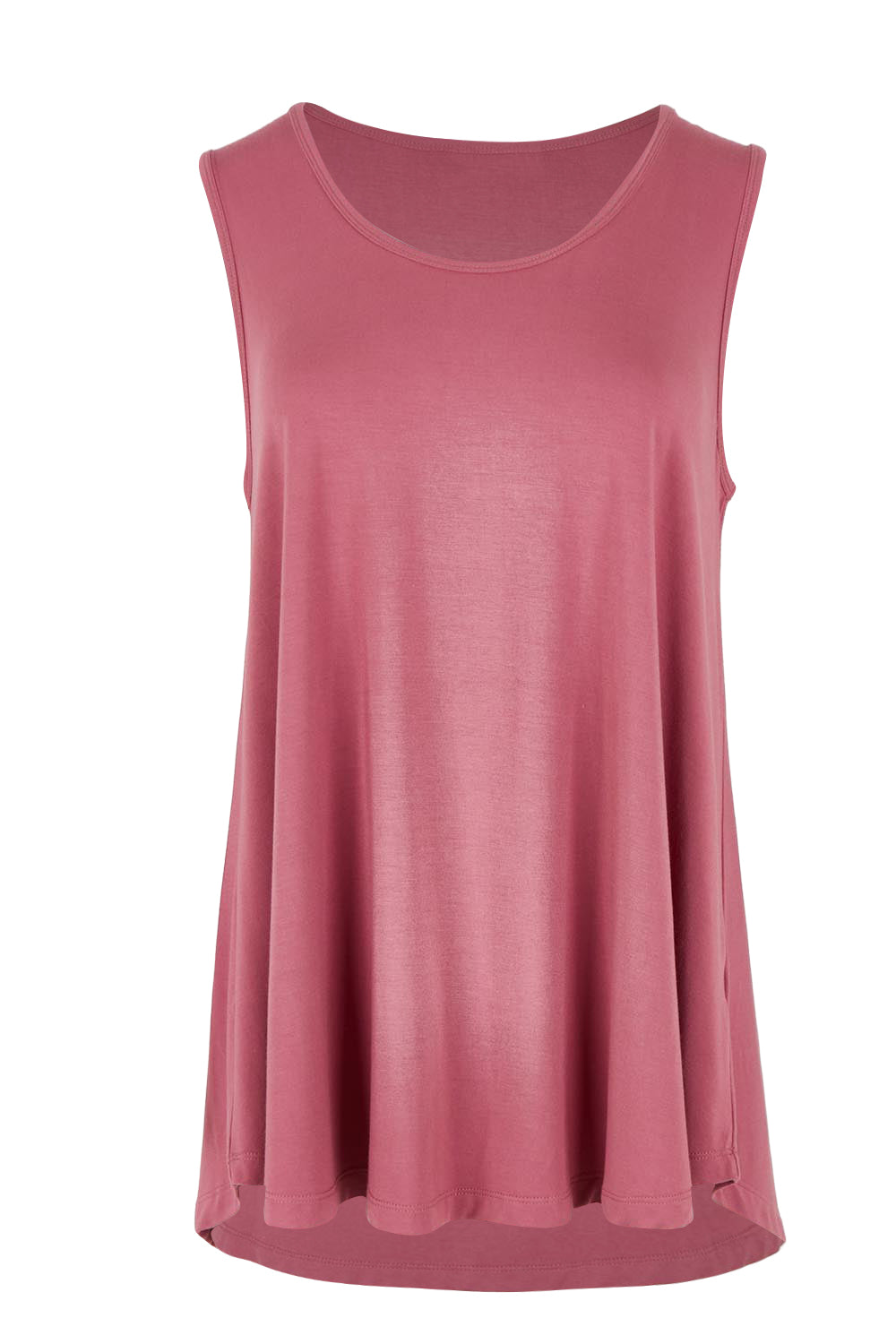 Product shot of The Pack &amp; Go Luxe Bamboo Swing Tank in colour Smokeyrose (Pink), from the front