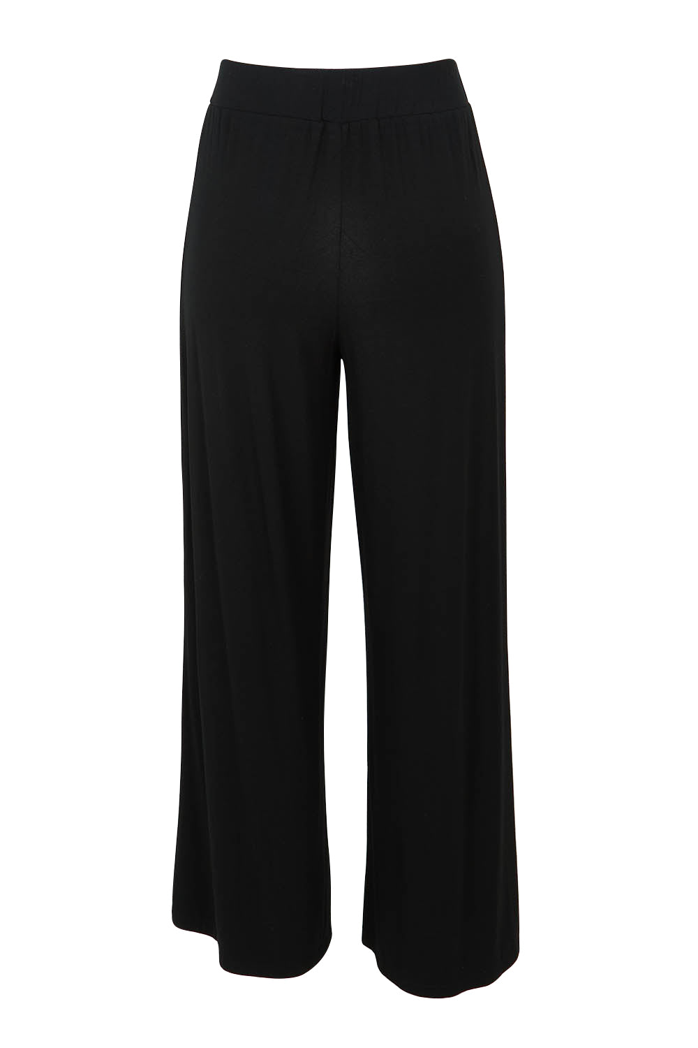 Product shot of The Pack & Go Luxe Bamboo Wide Leg Pant in colour Black (Black), from the back