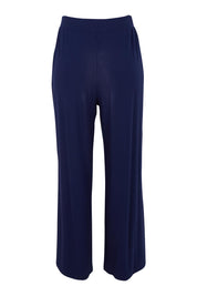 Product shot of The Pack & Go Luxe Bamboo Wide Leg Pant in colour Frenchnavy (Blue), from the back
