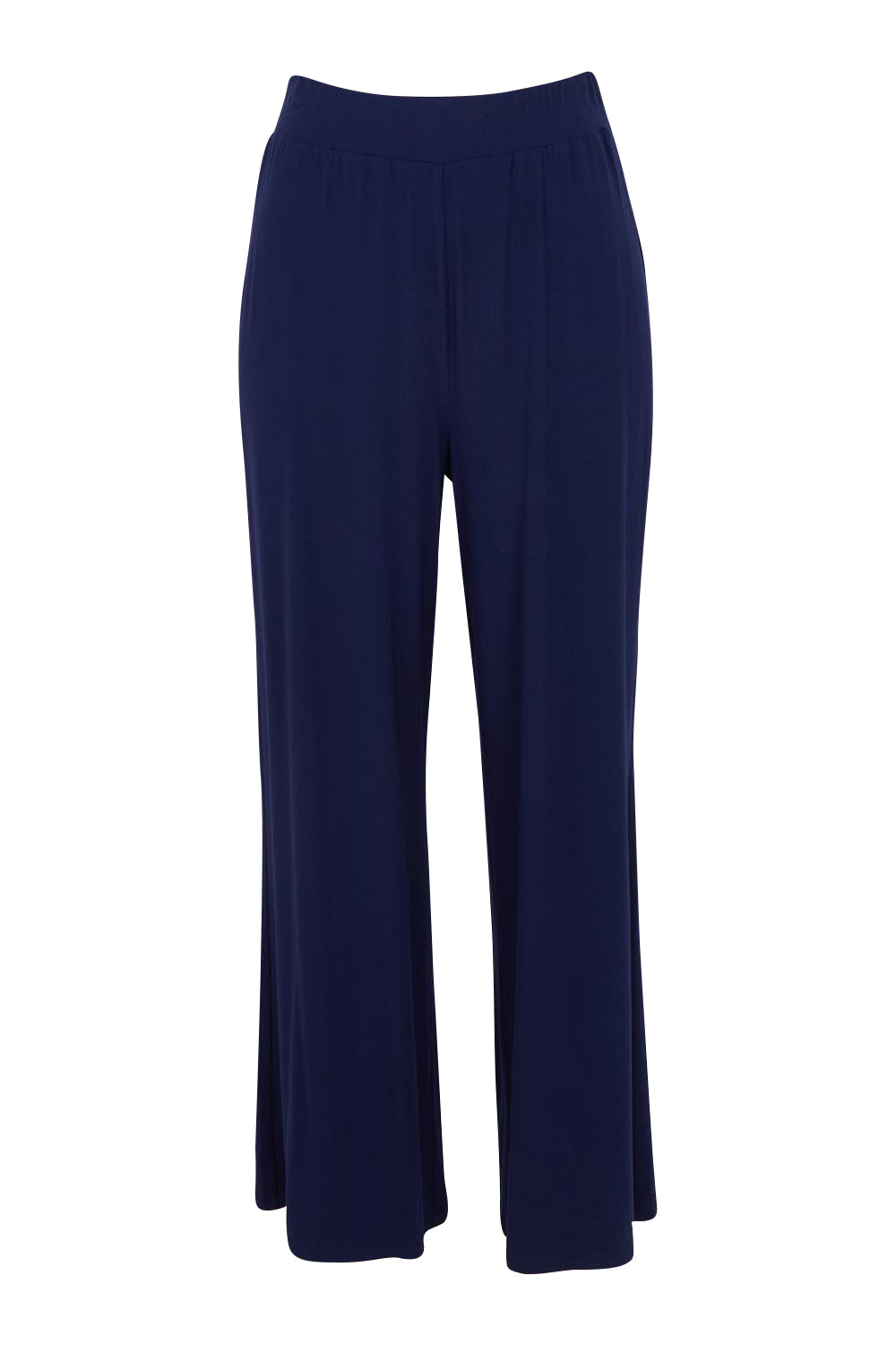Product shot of The Pack &amp; Go Luxe Bamboo Wide Leg Pant in colour Frenchnavy (Blue), from the front