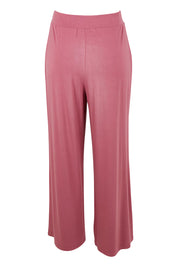Product shot of The Pack & Go Luxe Bamboo Wide Leg Pant in colour Smokeyrose (Pink), from the back
