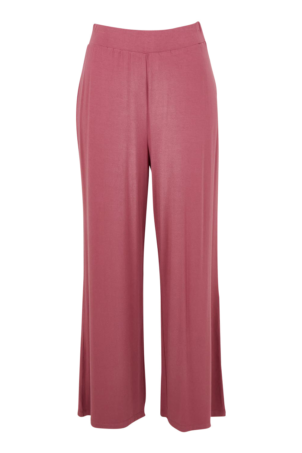Product shot of The Pack &amp; Go Luxe Bamboo Wide Leg Pant in colour Smokeyrose (Pink), from the front