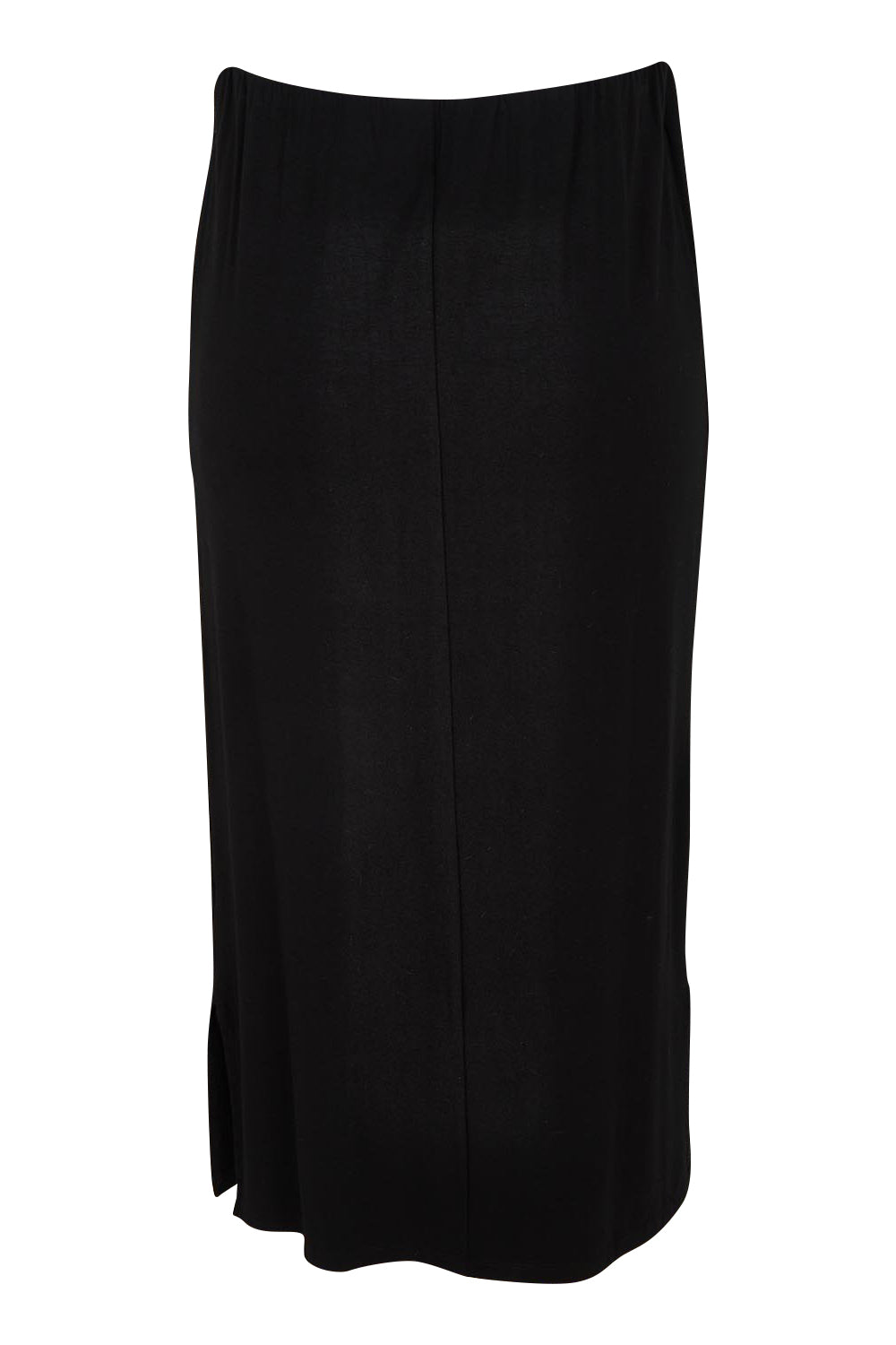 Product shot of The Pack & Go Luxe Bamboo Pull On Maxi Skirt in colour Black (Black), from the back