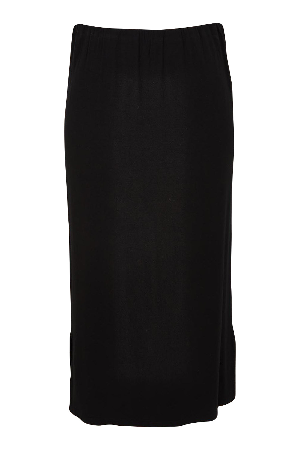 Product shot of The Pack & Go Luxe Bamboo Pull On Maxi Skirt in colour Black (Black), from the front