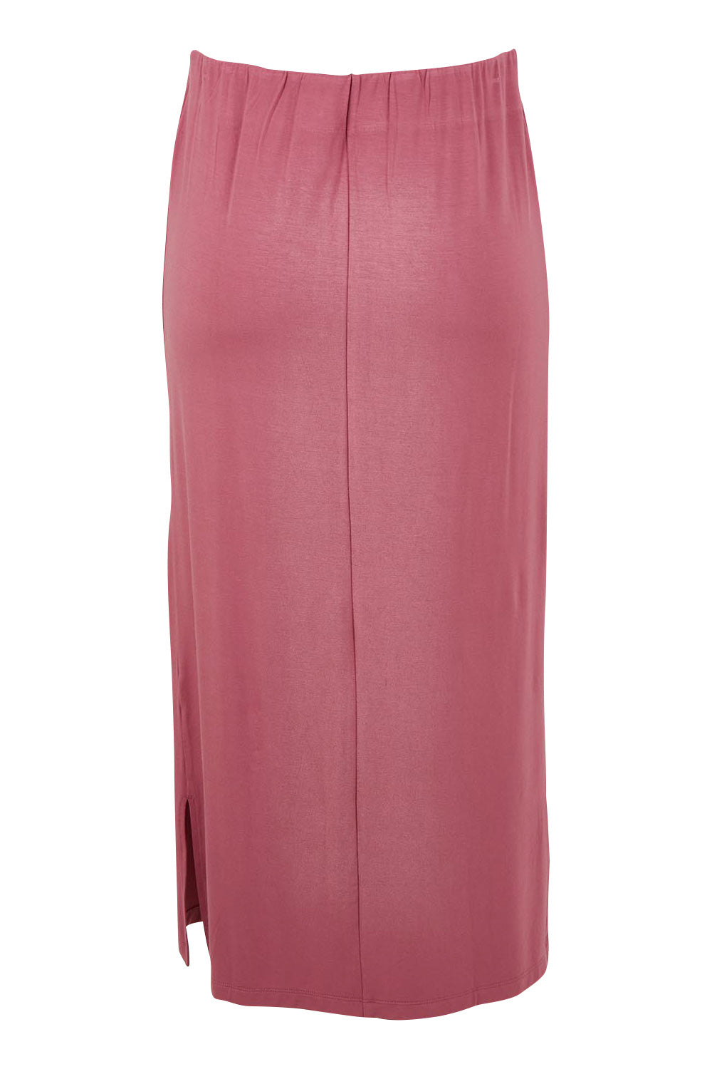 Product shot of The Pack & Go Luxe Bamboo Pull On Maxi Skirt in colour Smokeyrose (Pink), from the back