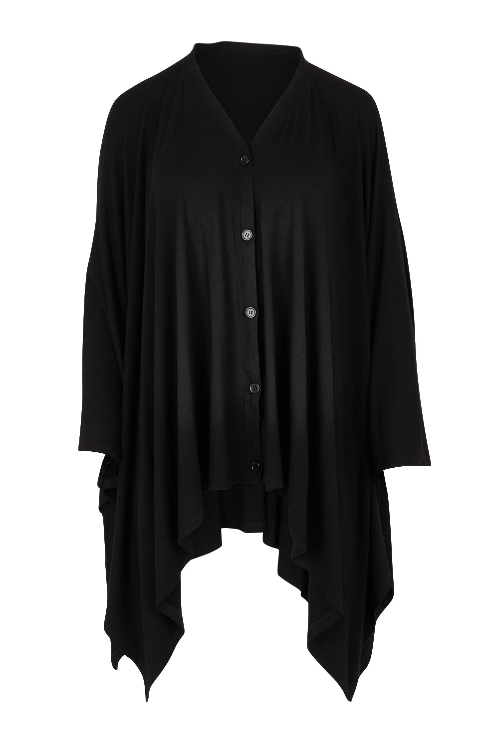 Product shot of The Pack & Go Luxe Bamboo Shrug in colour Black (Black), from the front
