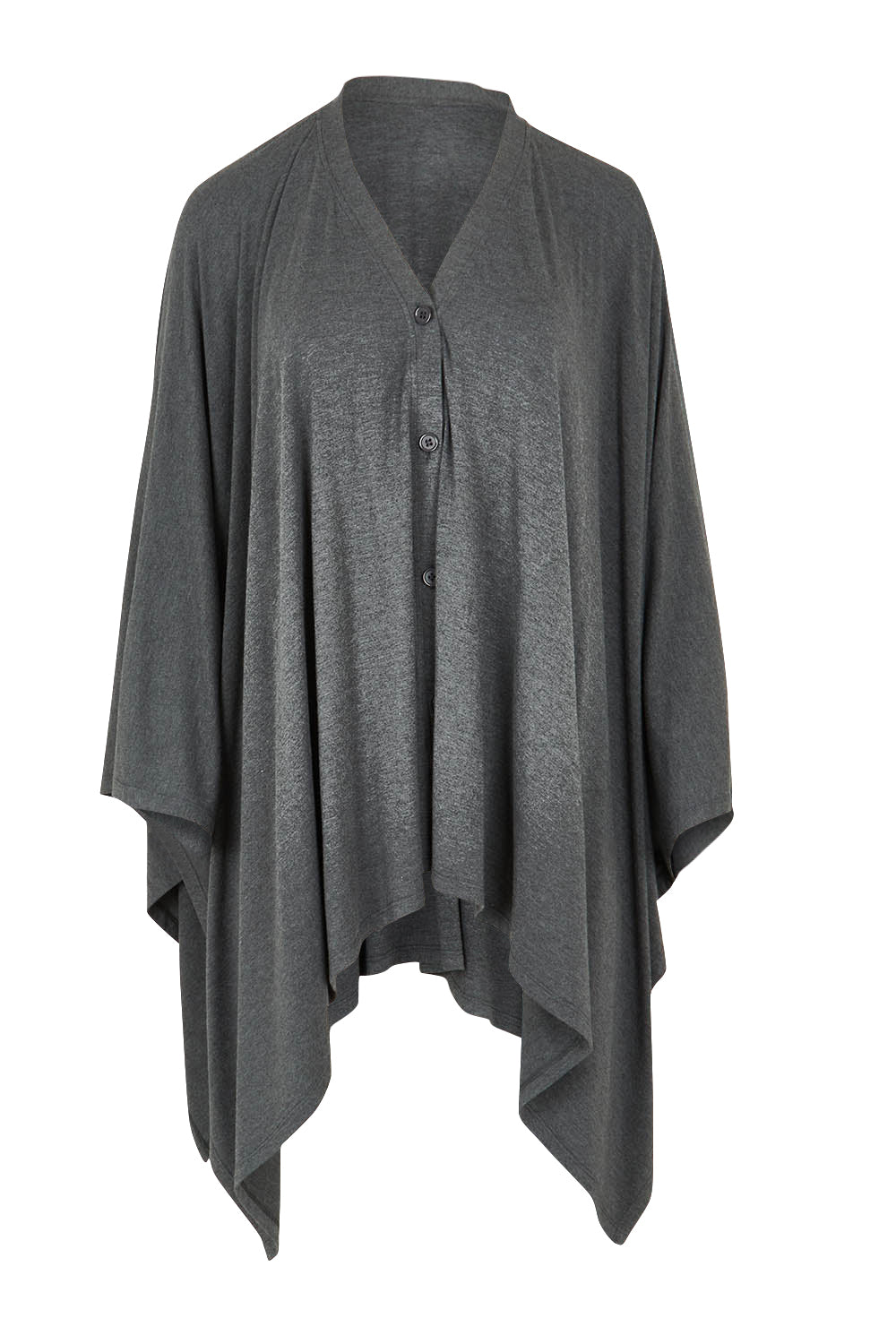 Product shot of The Pack & Go Luxe Bamboo Shrug in colour Charcoal (Grey), from the front