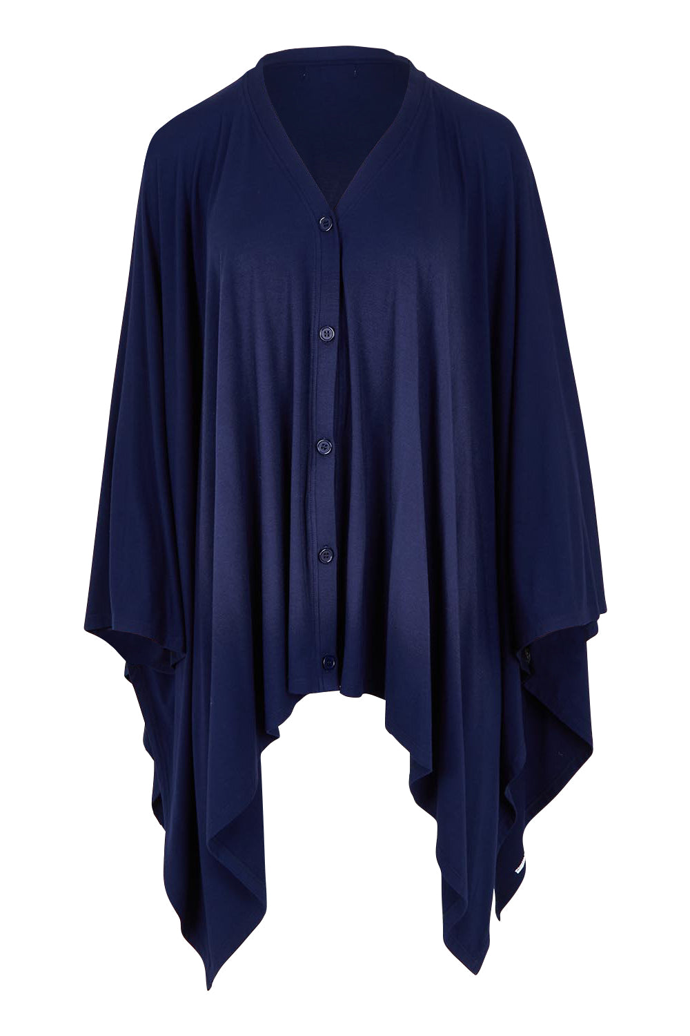 Product shot of The Pack &amp; Go Luxe Bamboo Shrug in colour Frenchnavy (Blue), from the front