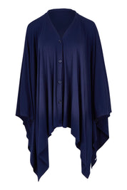 Product shot of The Pack & Go Luxe Bamboo Shrug in colour Frenchnavy (Blue), from the front