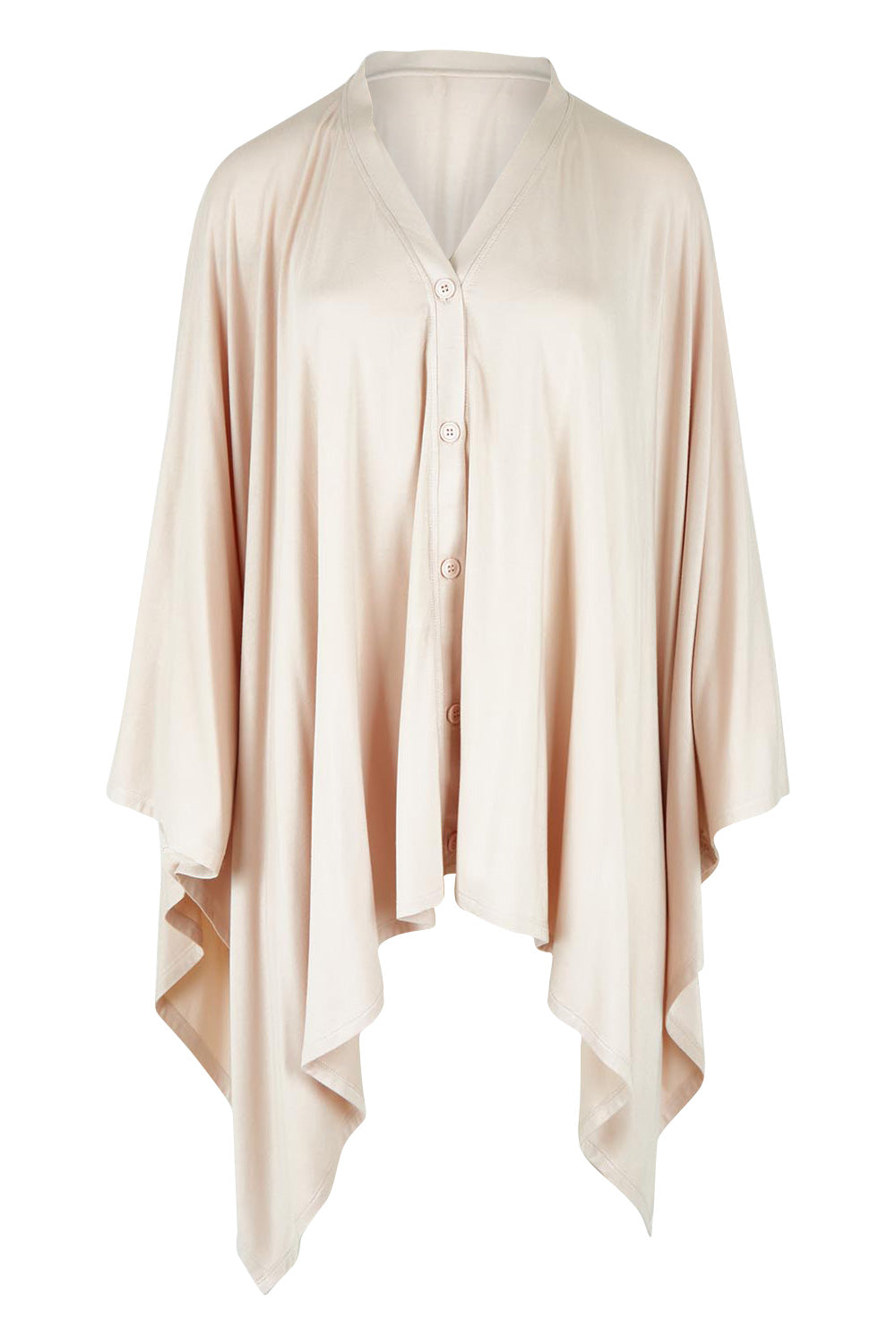 Product shot of The Pack &amp; Go Luxe Bamboo Shrug in colour Nougat, from the front