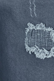 Product shot of The Distressed Coloured Jean in colour Bluesteel (Blue), detail