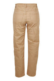 Product shot of The Distressed Coloured Jean in colour Sand, from the back