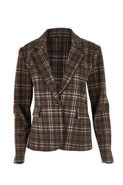 Product shot of The Classic Houndstooth Blazer in colour Brownblue, from the front