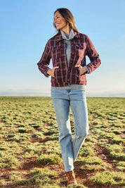The Heritage Check Jacket – Burgundy