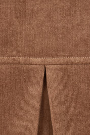 Product shot of The Cord Shacket Dress With Pockets in colour Mushroom, detail