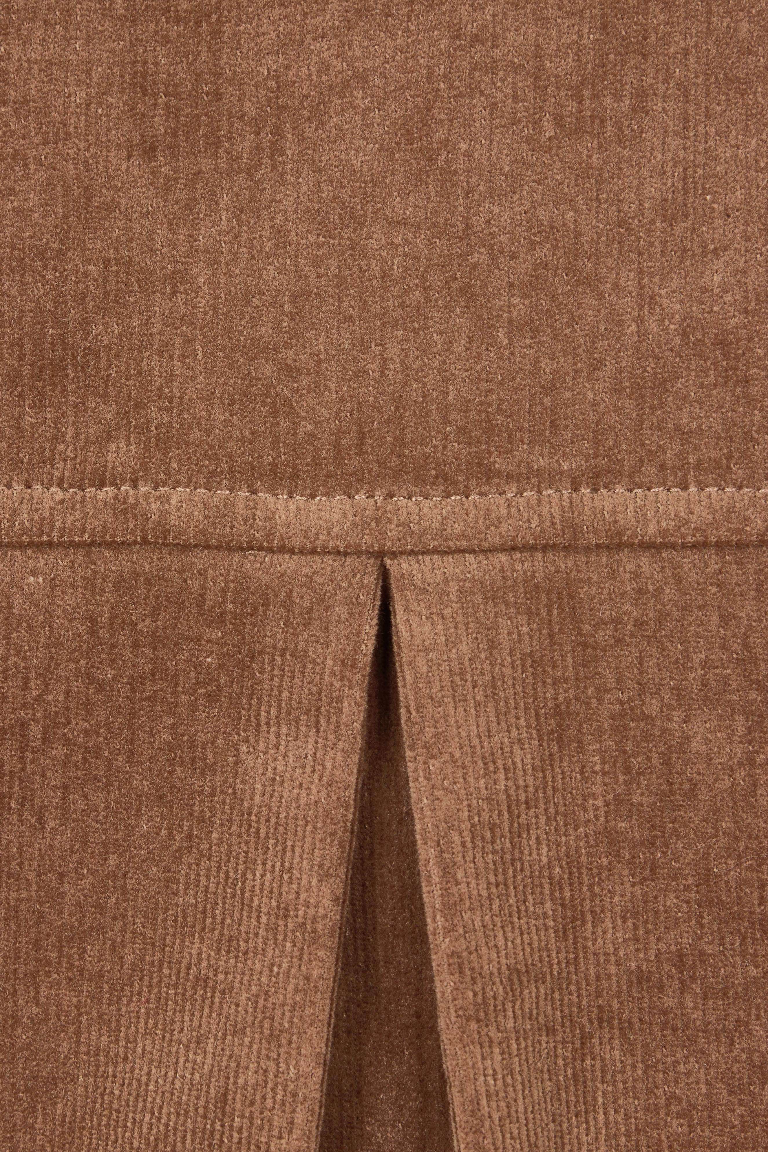 Product shot of The Cord Shacket Dress With Pockets in colour Mushroom, detail