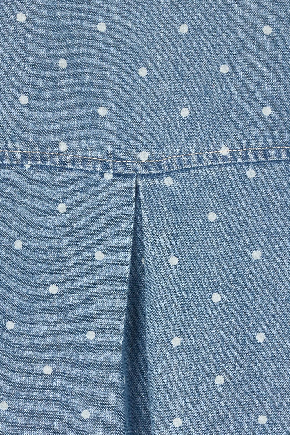 Product shot of The Printed Denim Shacket Dress With Pockets in colour Denimspot (Blue)