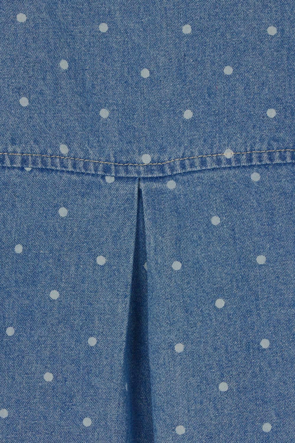 Product shot of the The Printed Denim Shacket Dress With Pockets - Denimspot in colour Denimspot, showing detail