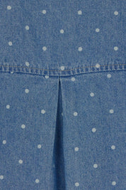 Product shot of the The Printed Denim Shacket Dress With Pockets - Denimspot in colour Denimspot, showing detail
