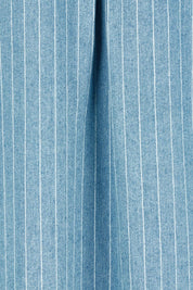Product shot of The Printed Denim Shacket Dress With Pockets in colour Denimstrip (Blue), detail