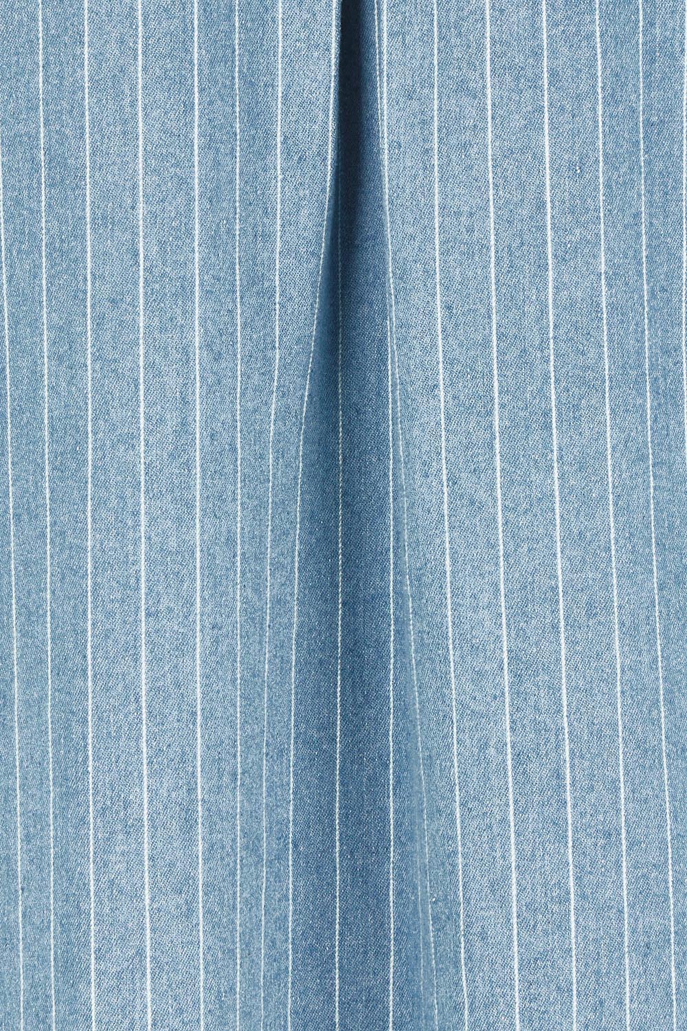 Product shot of the The Printed Denim Shacket Dress With Pockets - Denimstrip in colour Denimstrip, showing detail