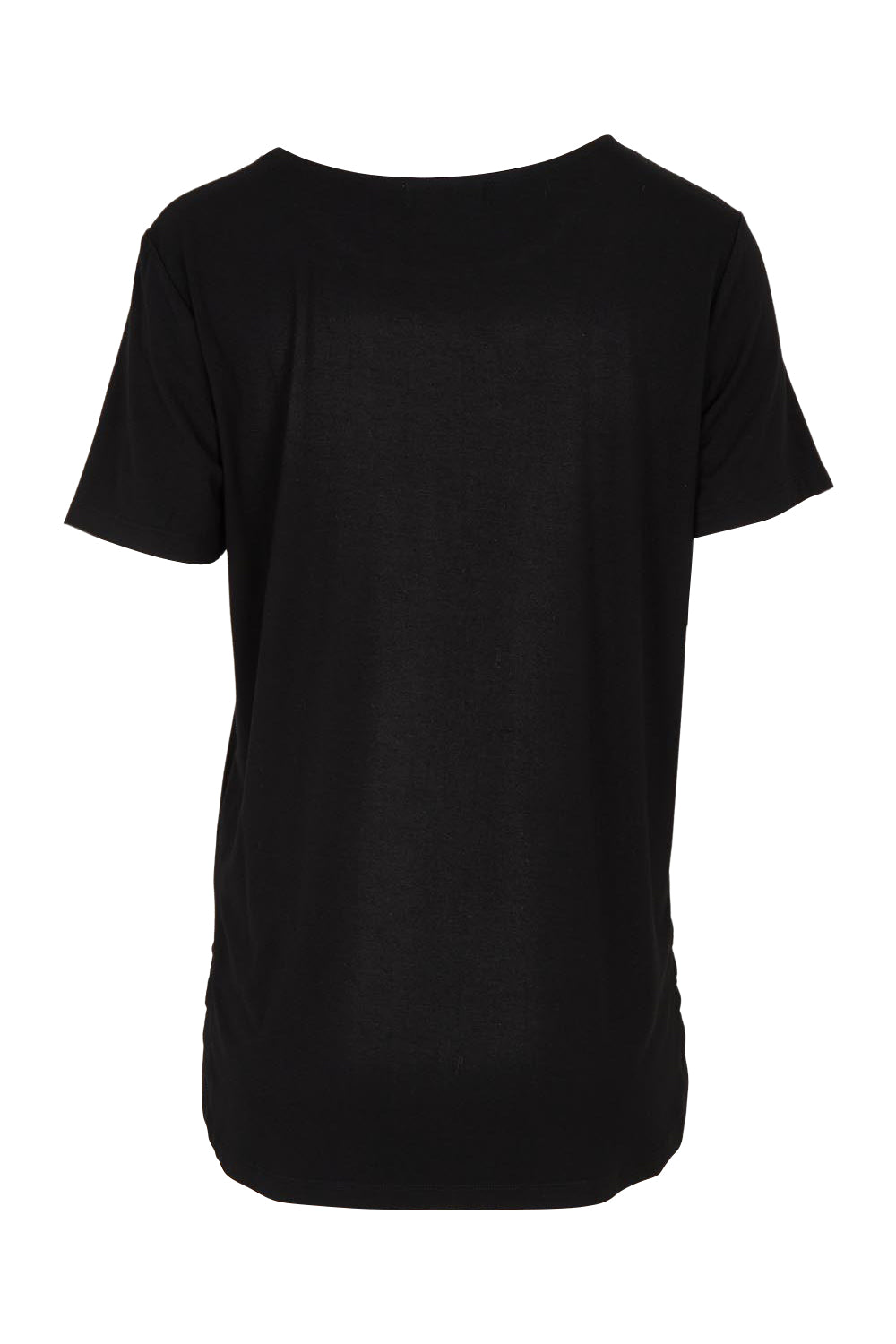 Product shot of The Pack & Go Luxe Bamboo Tee in colour Black (Black), from the back